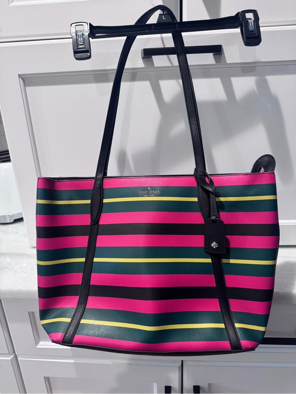 kate spade Pink, Green & Yellow Striped Tote